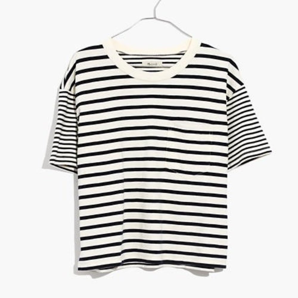 Madewell Easy Crop Tee in Stripe-Mix
